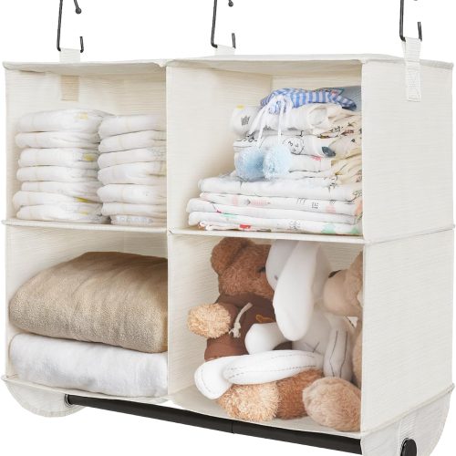 StorageWorks Hanging Closet Organizer with Rod, 4 Sections, 2 Tiers