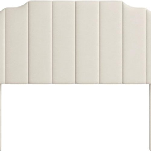 CT0436377JS_1 Queen Size Headboard Only, Velvet Wall Mount Headboard, Cream