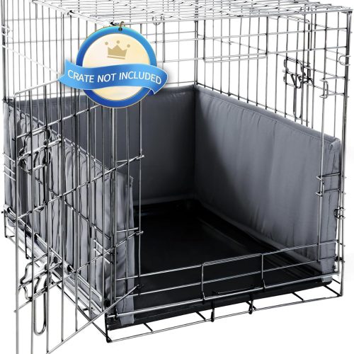 Hombys Dog Crate Bumper with Ties - Soft Crate Accessory -Kennel Cover - Training Pads for Front Door Crates, 24"x18", Gray