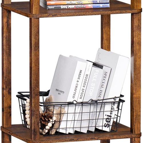 YUFAM Industrial End Tables for Living Room, Brown