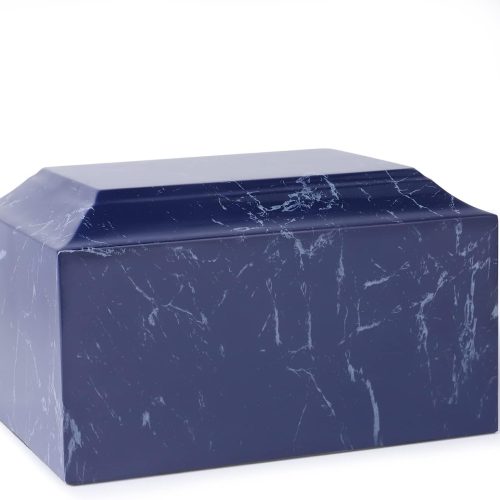 Blue Classic Cultured Marble Cremation Urn for Adult Ashes, Urn for Human Ashes, Adult Sized Memorial Urn for Ground Burial or Home Memorial