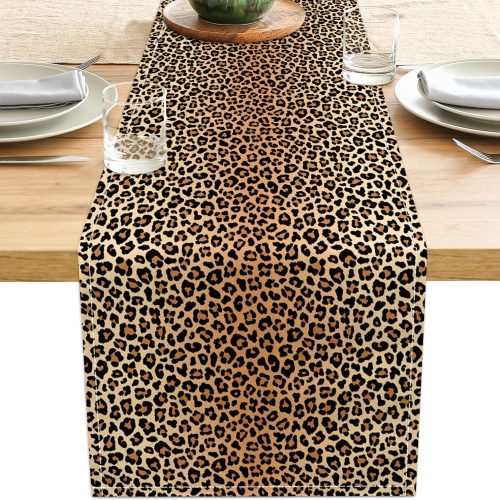 Western Leopard Print Table Runner Cheetah Party Decorations Dresser Scarves Farmhouse Animal Table Scarf for Party Home Kitchen Dining Room 13x71 Inch (Just a Print)