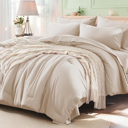 Anluoer Queen Comforter Set 7 Piece, Soft Bed in a Bag Queen Bedding Sets