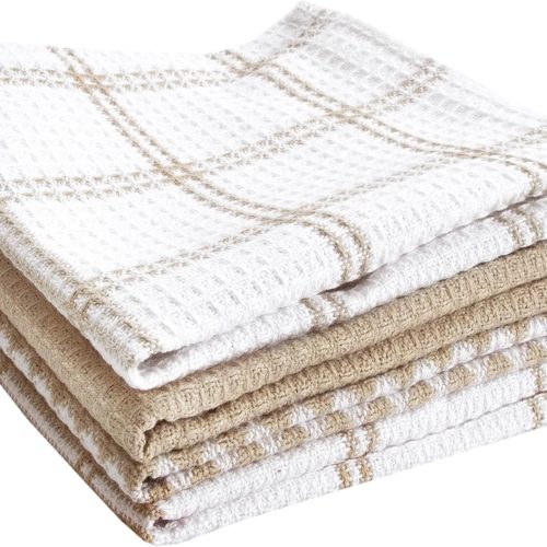 T-Fal Signature Cotton Waffle Dish Cloths, Sand, 12x13 in, 4pc