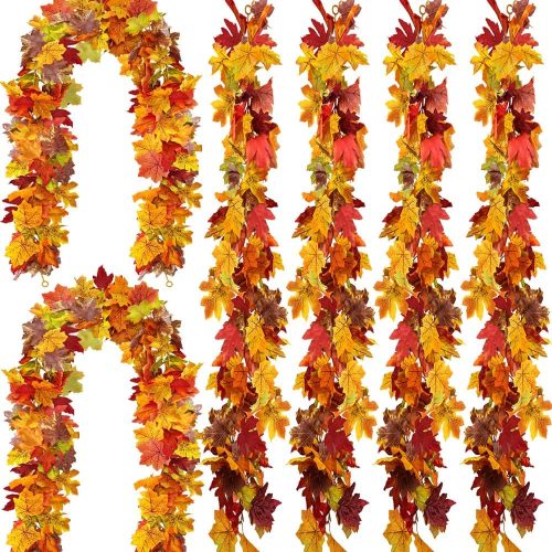 CT0440534JS_1 WOHOHOHO 6 Pack Fall Garland Maple Leaf Decorations, 5.9 Ft 72 Leaves Each