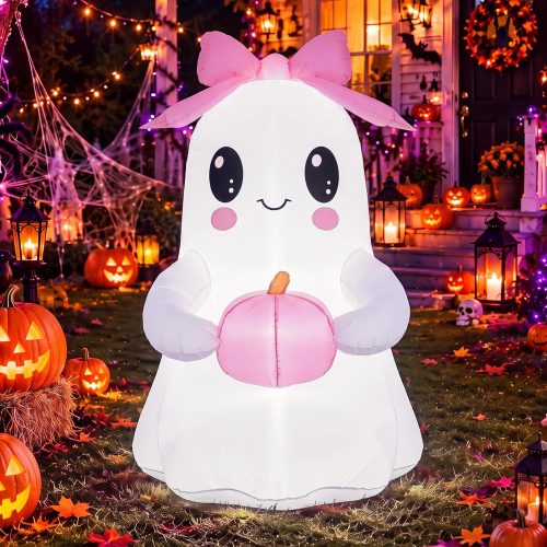 6 ft Pink Bow Halloween Inflatable Ghost Outdoor Decoration