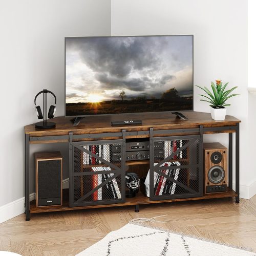 Corner TV Stand for 50 Inch TV, Rustic Entertainment Center