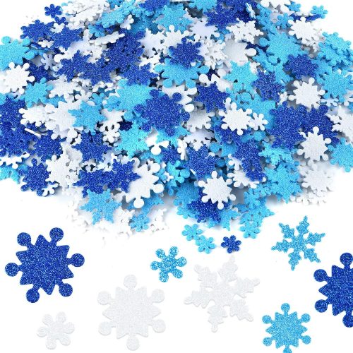 Coopay Glitter Snowflake Foam Stickers Self-Adhesive Snowflake Stickers Decals for Christmas Decoration, DIY Craft Projects, Assorted Color and Sizes
