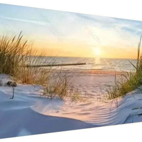 Large diamond painting kit of sunrise by the seaside, Large Diamond Art Painting Kits,Sunrise 5D Diamond Painting for Adults Beginners DIY Full Drill Round Art Gems for Home Wall Decor 27.5 X 15.7inch