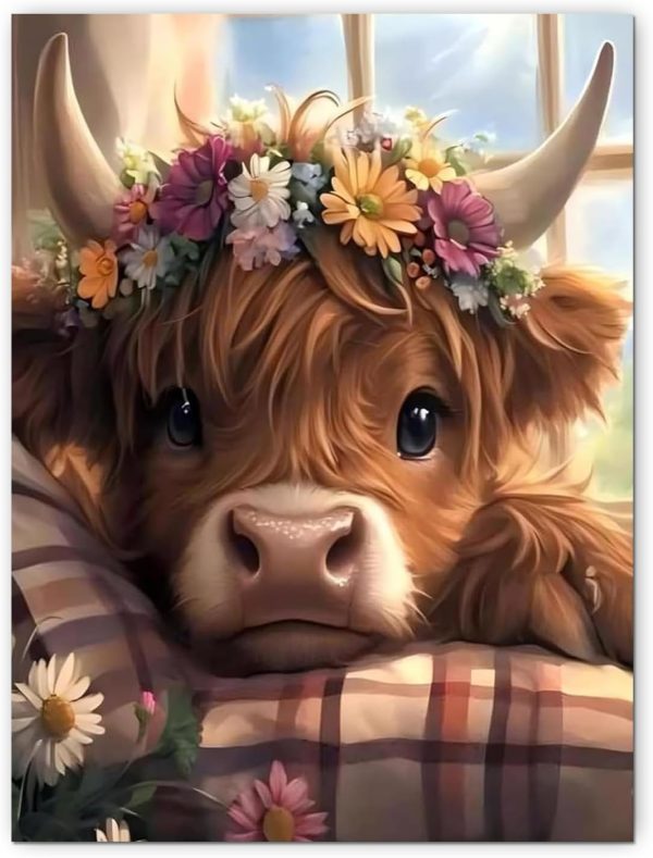 Cow Diamond Painting Kits for Adults, Highlandcow Diamond Art for Adult