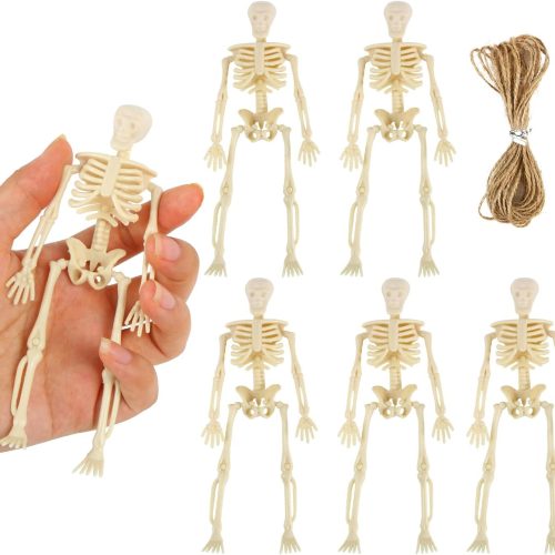 FINGOOO Skeletons for Halloween Decor, 6 Piece Mini Seleton Figurines 6" Small Skeleton Halloween Decoration for Haunted House Accessories Party Favors