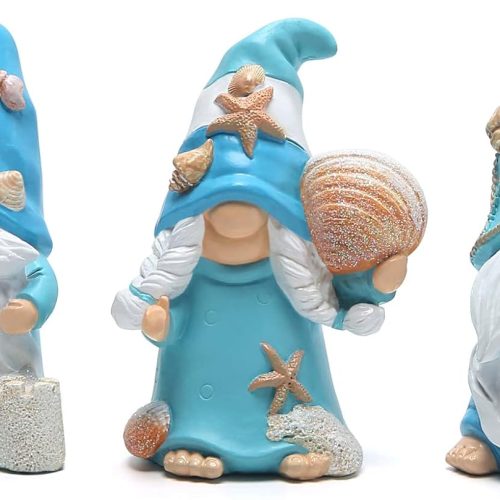 Hodao 3PCS Summer Gnomes, Star Shell Gnome Figurines for Beach Home Decor