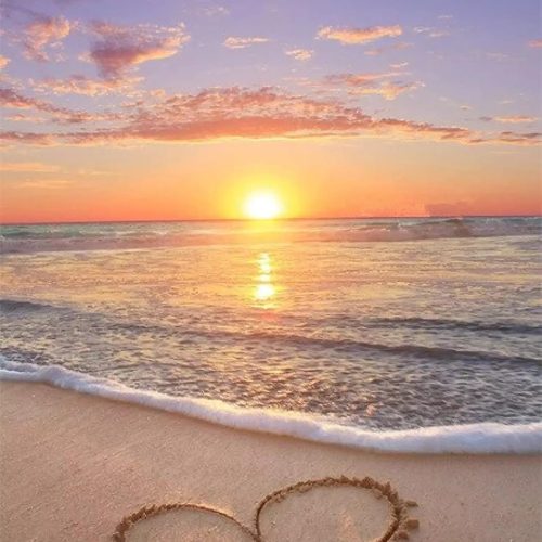 NAIMOER Diamond Painting Kits for Adults, DIY 5D Full Drill Round Diamond Art Beach Sunset Heart Crystal Diamond Art for Home Wall Decor (Diamond Painting 12x16 inch)