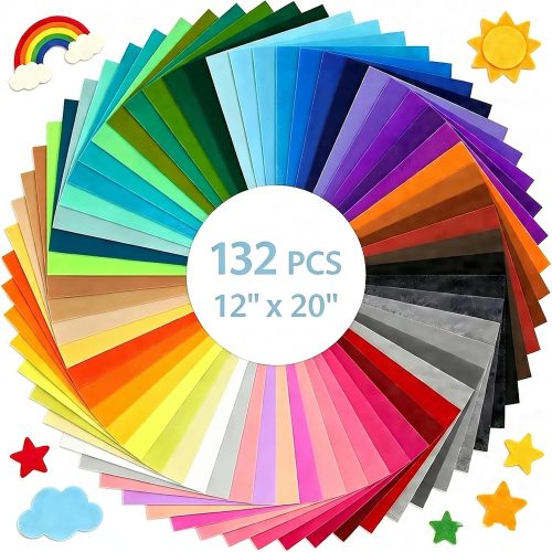 12x20Inch 132Pcs Felt Sheets for Crafts, 40 Colors Craft Supplies