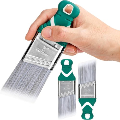 3 Pack 2" Angled Paint Brush Set, Synthetic Bristles, Rubber Short Handle