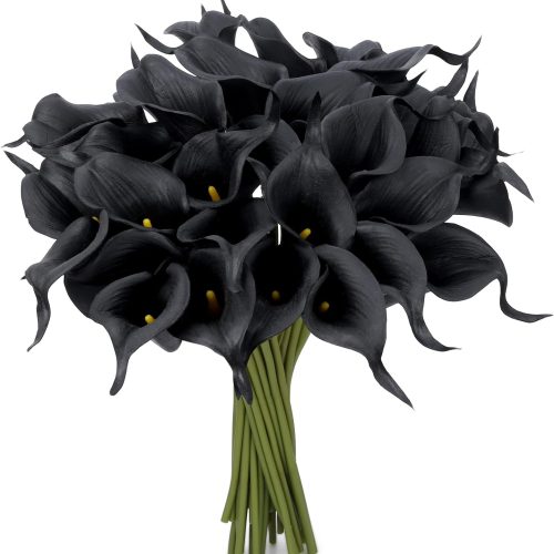 24 Pcs Black Artificial Calla Lily Real Touch Flowers