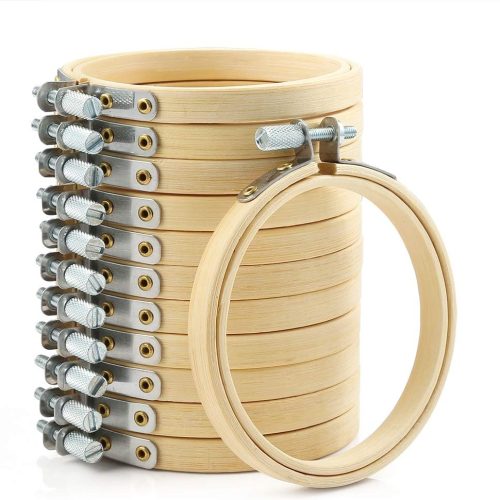 CT0626EBR26GT_1 Pllieay 12 Pieces 3 Inch Embroidery Hoops Bamboo Circle