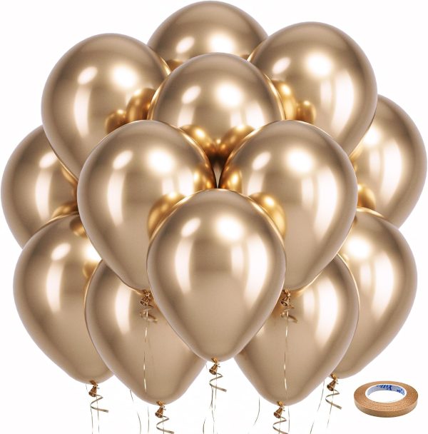 Metallic Champagne Gold Latex Party Balloons 100 Pack 12 inch