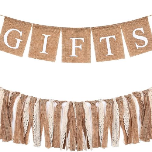 Tallew 2 Pcs Boho Burlap Banner Baby Shower Decorations Set, Khaki