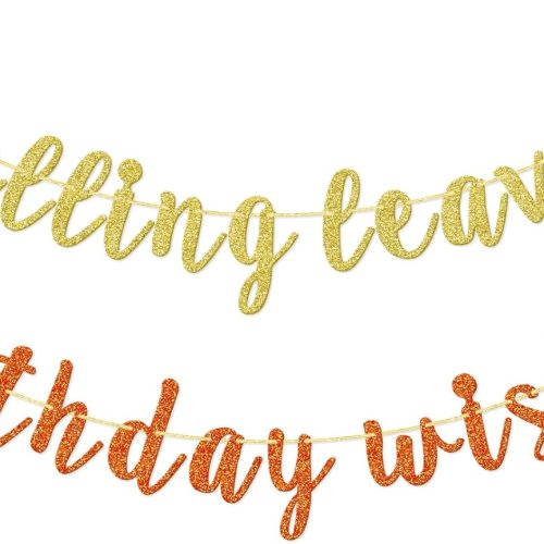 Falling Leaves Birthday Wishes Banner, Fall Birthday Decor