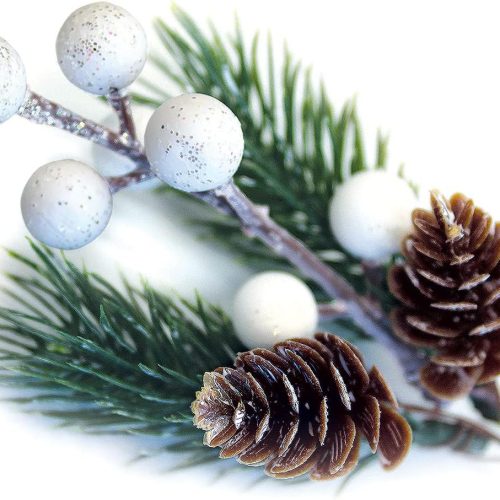 OLYPHAN White Berry Picks Winter Floral Christmas Picks and Sprays 8 Stems