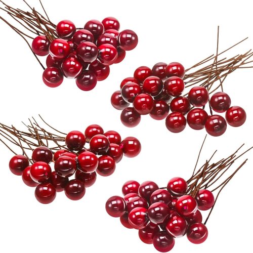 CT07013BTS390GT_1 BBTO 100 Pcs Artificial Holly Berries for Christmas(Wine Red)