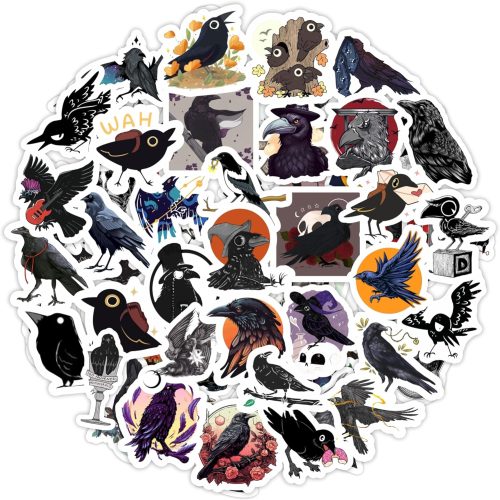 100Pcs Crow Stickers for Water Bottle and Laptop - Crow Party Supplies & Decorations, Waterproof Vinyl Decals, Bird and Gothic Stickers, Gifts for Women & Men