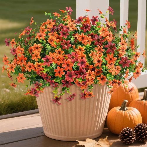 Homsunny Artificial Fall Flowers for Outdoor Planters Fake Mums Home Decor