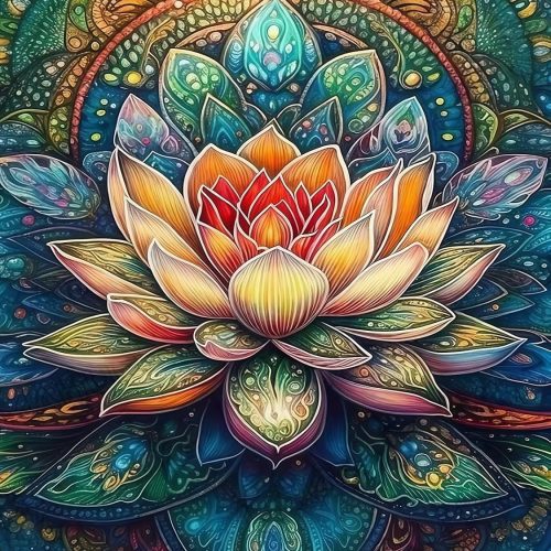 CHWGLFGG 5D Mandala Lotus Diamond Art Kits for Adults Beginners 12x16inch