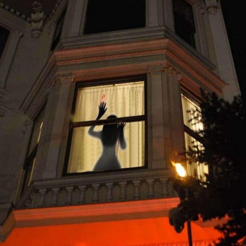 Halloween Spooky Window Clings Removable Horrible Ghost Window Stickers Creepy Car Glass Posters with Bloody Handprint Scary Silhouette for Windows Glass Walls Party Decoration (Friends)