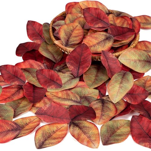 Briful 200 PCS Fall Leaves Assorted Color Artificial Magnolia Leave Set Autumn Fake Foliages for Weddings Halloween Thanksgiving Day Parties Props Crafts, Fall Decoration