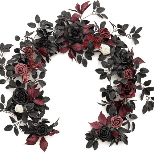 CT0816ZRA1854GT_1 Ling's moment 5 FT Black Artificial Flower Garland