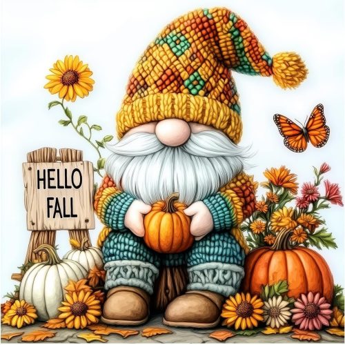 CT0906ZRA2257GT_1 DIYDECORFUN Gnome Diamond Art Kits for Adults, Hello Fall Diamond Painting Kit for Beginners,DIY 5D Full Round Drills Autumn Pumpkin Diamond Dot Gem Art Crafts for Home Wall Decor 14x14IN