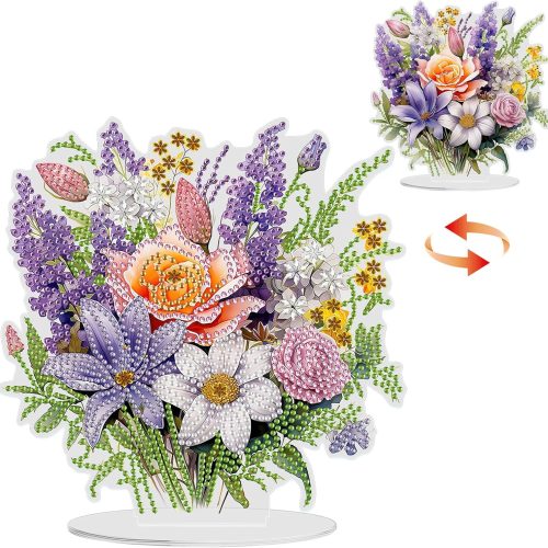 CT0906ZRA2329GT_1 GHHKUD Flowers Diamond Painting Desktop Ornament Double Sided, Stand Up Diamond Art Ornaments for Adults, DIY Special Diamond Gem Craft Tabletop Placement Board Kit for Home Decor