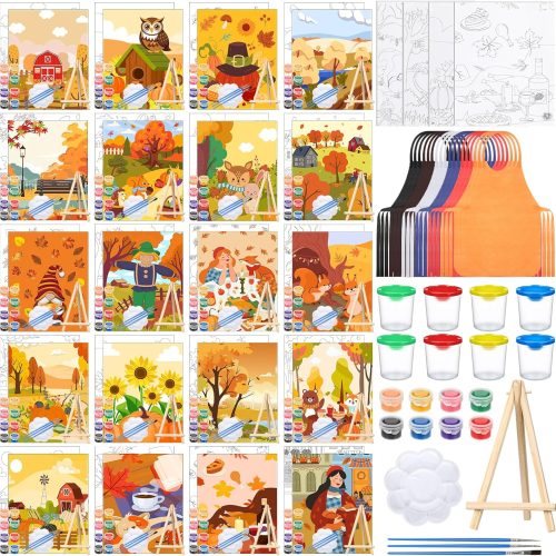 Sherr 140 Pcs 20 Set Pre Drawn Canvas Painting Kit, Autumn