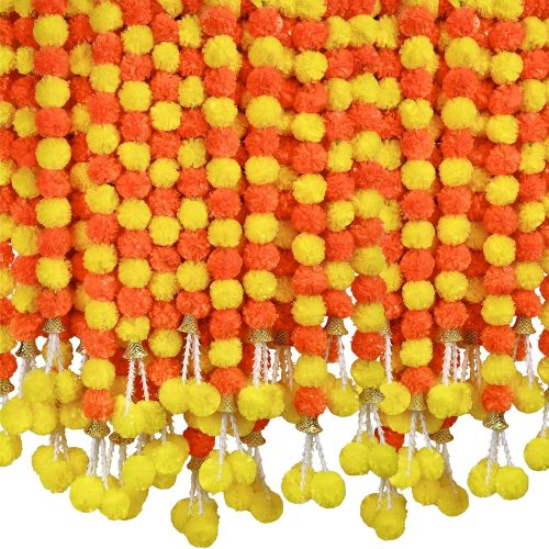 10pcs Marigold Garland, 5 Feet Artificial Marigold Flowers for Diwali Decor