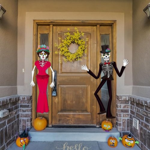 CT0906ZRA2742GT_1 KALEFO 2 Pcs Day of the Dead Sugar Skull Door Decorations
