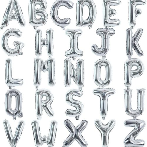 TONIFUL Silver Letter Balloons 2 Set 16 Inch A-Z Custom Alphabet Banner