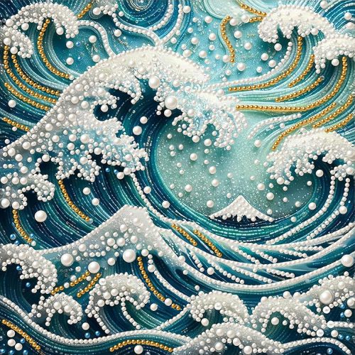 WCHUIMM 5D Diamond Art Pearl Painting Kits for Adults,Special Shape Diamond Art Kits for Wave, DIY 3D Plastic Pearl Painting Kit for Home Wall Decoration 12 × 12 inch