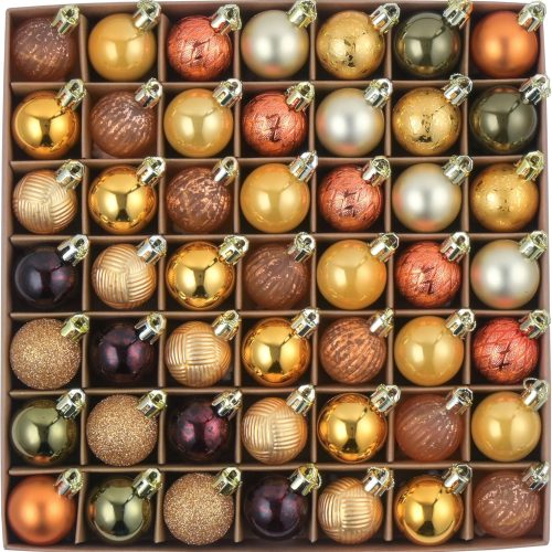 CT13056CT_1 DecorbyHannah 49ct Mini Fall Ornaments Set Christmas Tree Decoration Gold