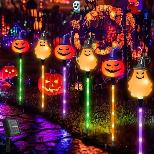 Halloween Decorations Outdoor Solar Pumpkin Lights Ghost Garden Stake Light
