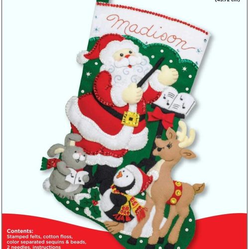 Bucilla 86930E Felt Applique Stocking Kit Santa Choir Practice 18"