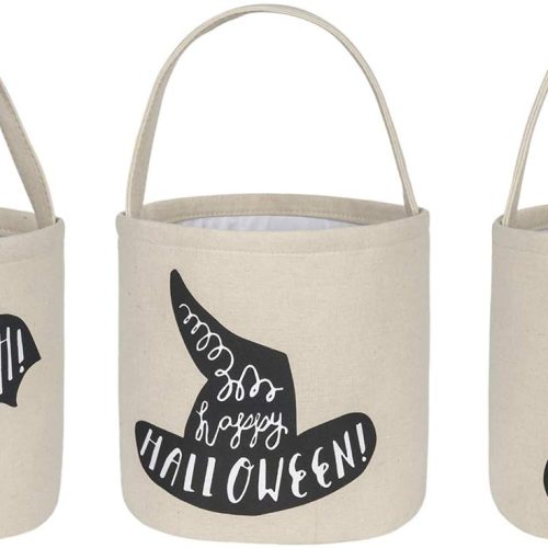 3 Pcs Halloween Trick or Treat Bucket - Candy Basket Tote Bag for Kids（Magic Hat, Ghost, Bat）