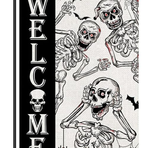 Halloween Welcome Garden Flags for Outside 12x18 Inch Double Sided Burlap