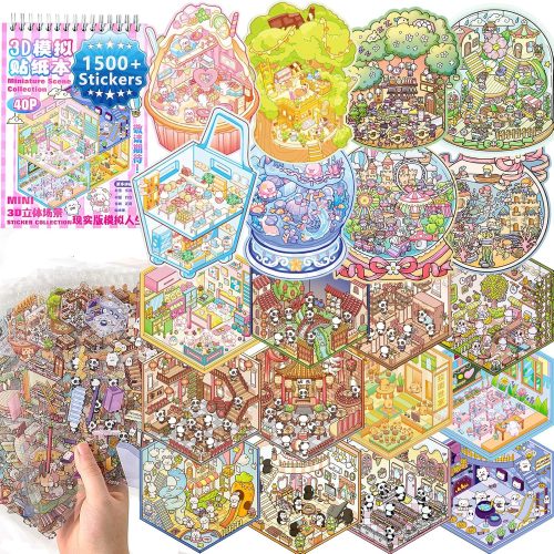 20 Sets (1500 Pcs) DIY 3D Sticker Book, Cute Stickers for Kids & Adults to Create Your Own 3D Scenes, Perfect for Parties, Birthdays & Holiday Gifts