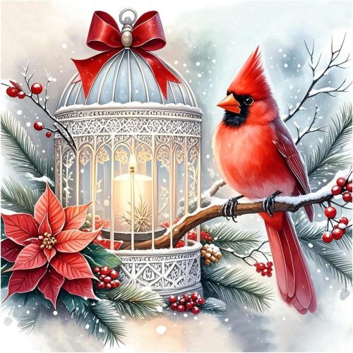 SJUTOUCI Cardinal Diamond Art Kit for Adults, Christmas Diamond Painting
