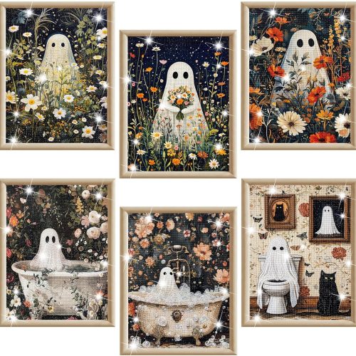 Chunful 6 Pcs Halloween Ghosts Diamond Painting Kits for Adults,10 x 11.8''