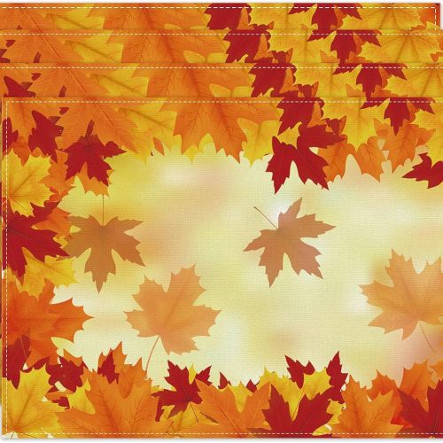 Jiudungs Fall Placemats Set of 4,Autumn Thanksgiving Decorations for Home