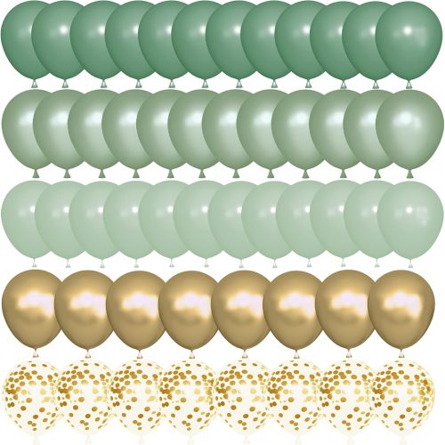 72Pcs Sage Green Gold Balloons Set for Green Birthday Party Decorations
