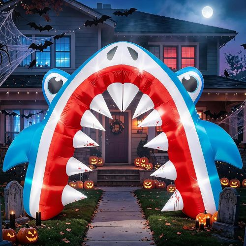 13FT Halloween Blue Shark Inflatable Arch for Yard Lawn Decor